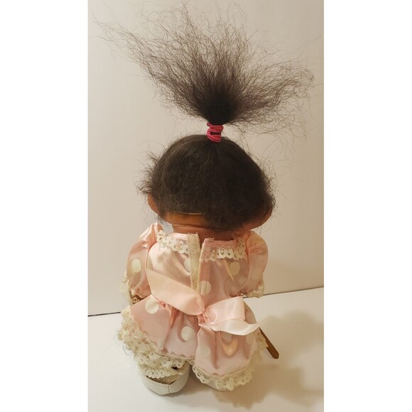 Dam Troll Little Bo Peep Doll Pink White Polka Dot Dress Brown Hair Norfin Tag - Picture 3 of 14